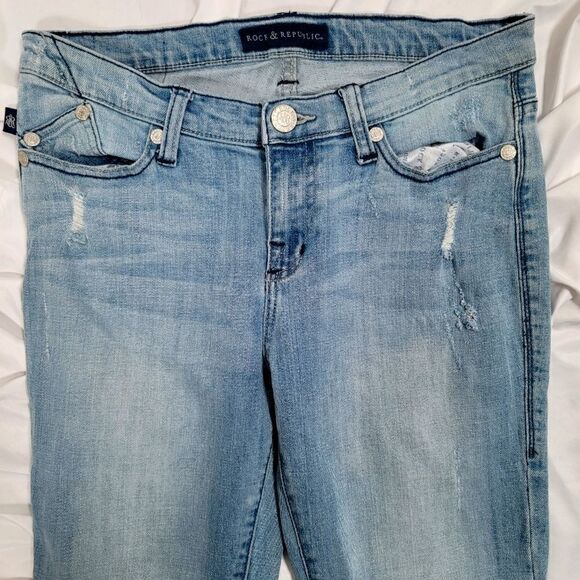 Rock and Republic Jeans Y2K Style Blue Ripped - Picture 1 of 8